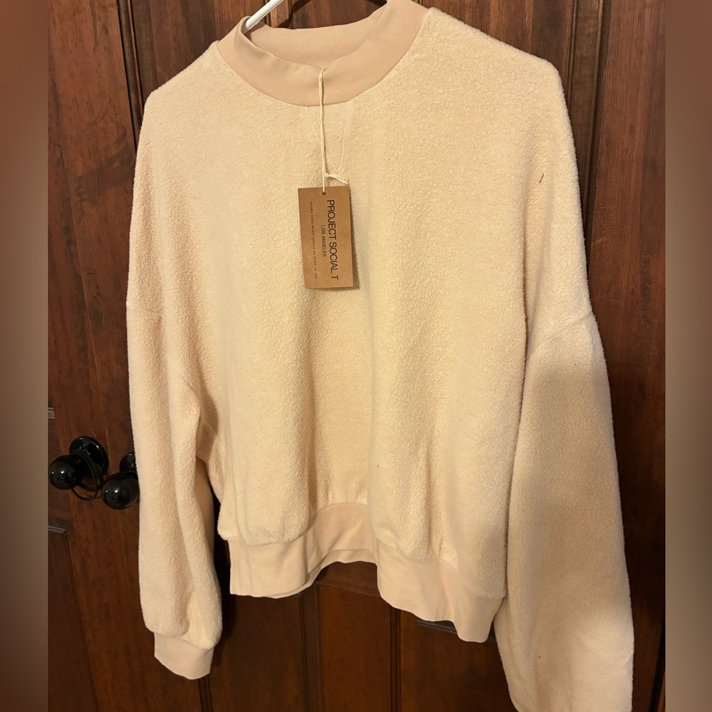 Project Social T Off-White Cowl Neck Sweater